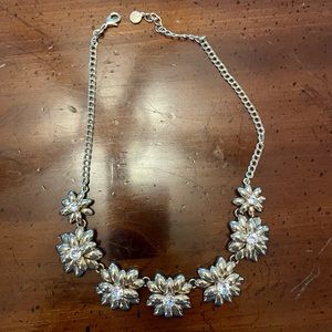 Gold and faux diamond flower necklace